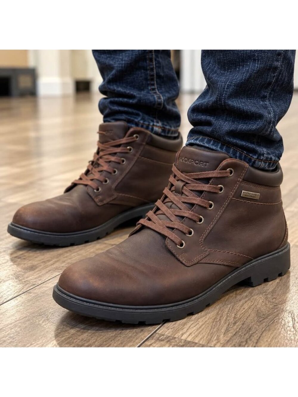 Rockport Hydro-Shield Waterproof Brown Leather Boots Men’s 13